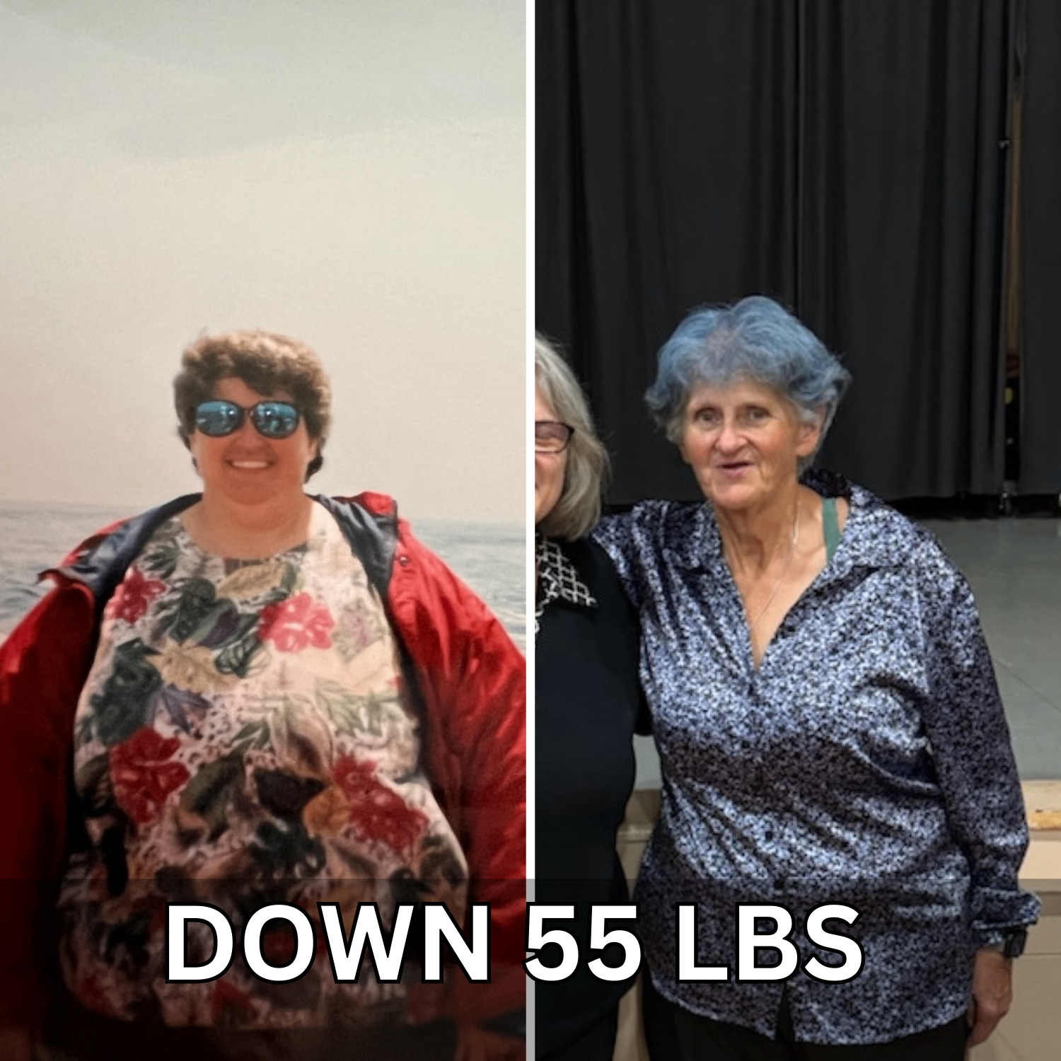 HEAT client transformation showing 55 pounds lost